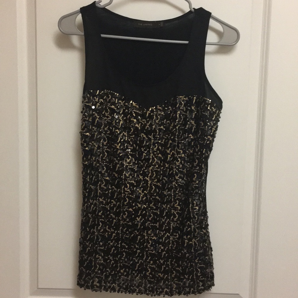 The Limited Black and gold sequins tank sz M